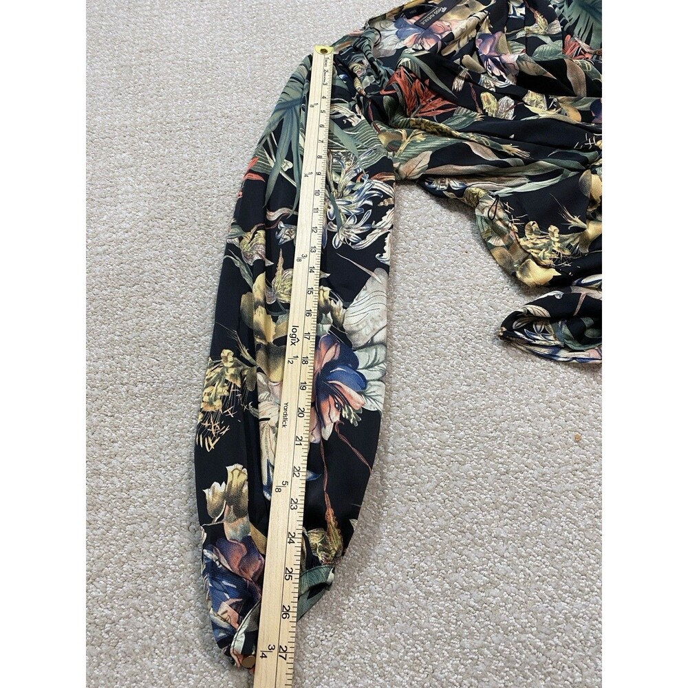Miss Avenue Long Sleeve Black Floral Printed High Low Dress Size Medium Romantic - Picture 11 of 15